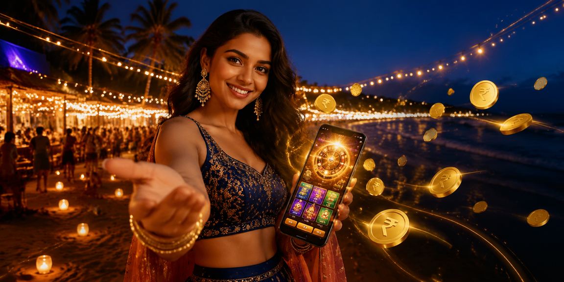 Closeup of Indian hand holding smartphone showing casino app in urban environment